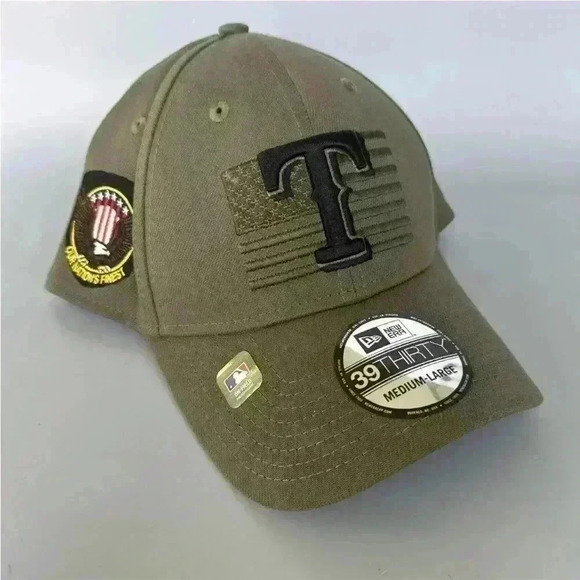 NWT New Era Texas Rangers 39 Thirty Armed Forces Green Fitted Size M-L Hat Cap - Picture 1 of 6